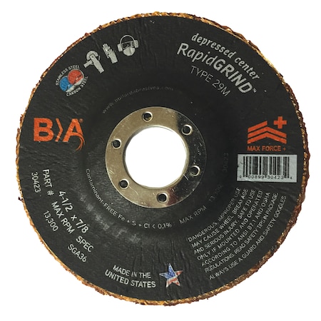 Bullard Abrasives RapidGRIND Grinding Discs, 4-1/2 x 7/8, PK5 5326